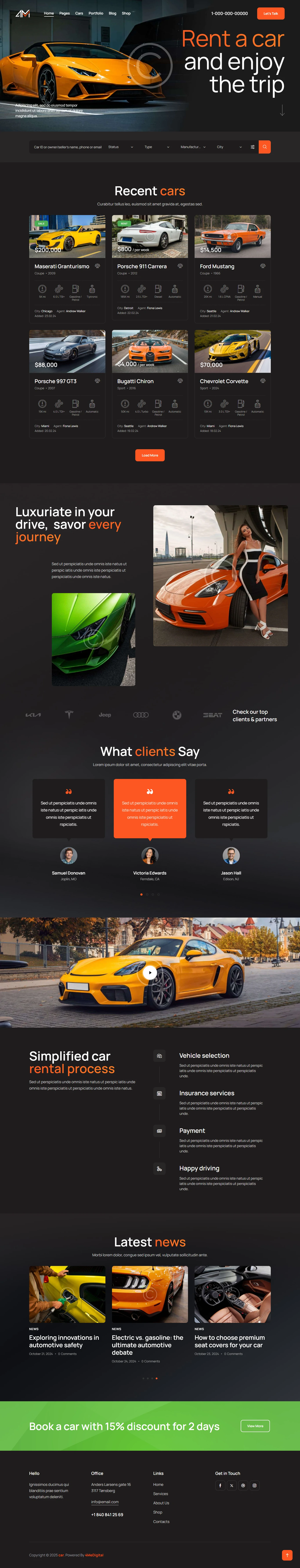 Long screenshot of a car website