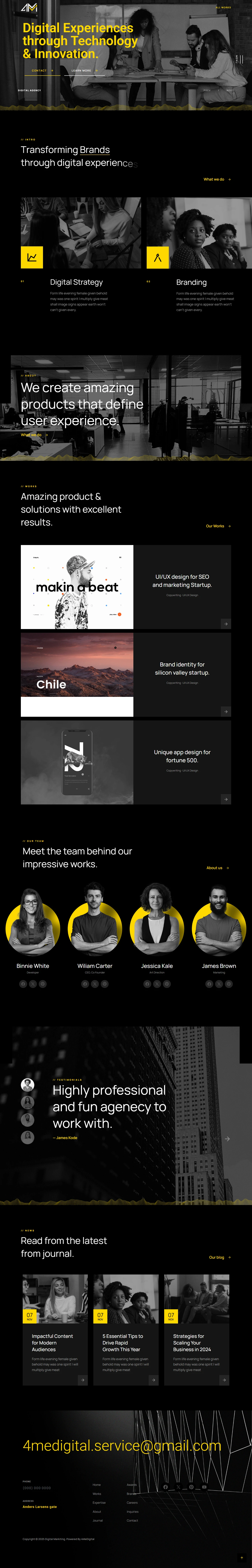 Long screenshot of a digital marketing website