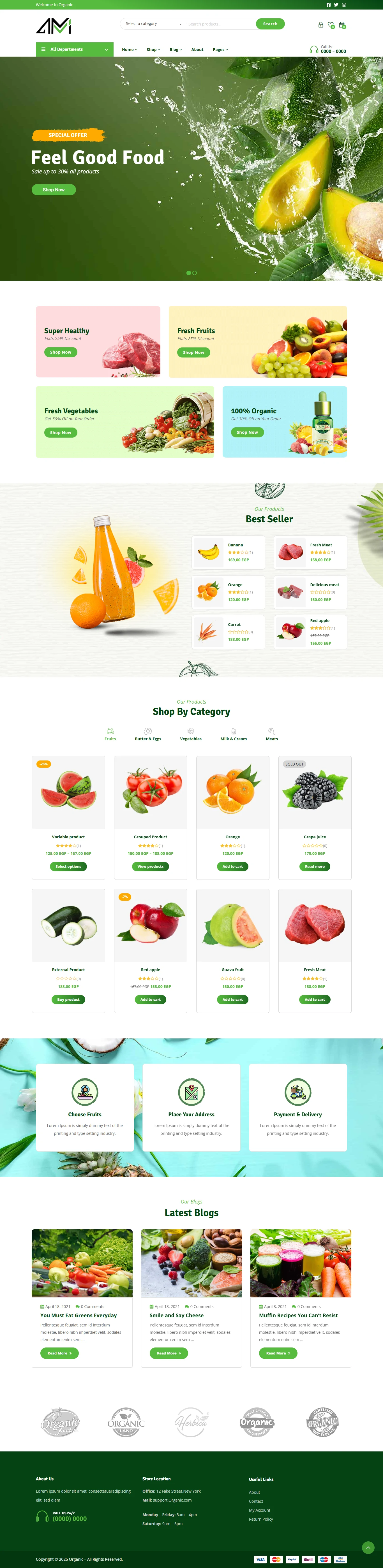 Long screenshot of an organic products website