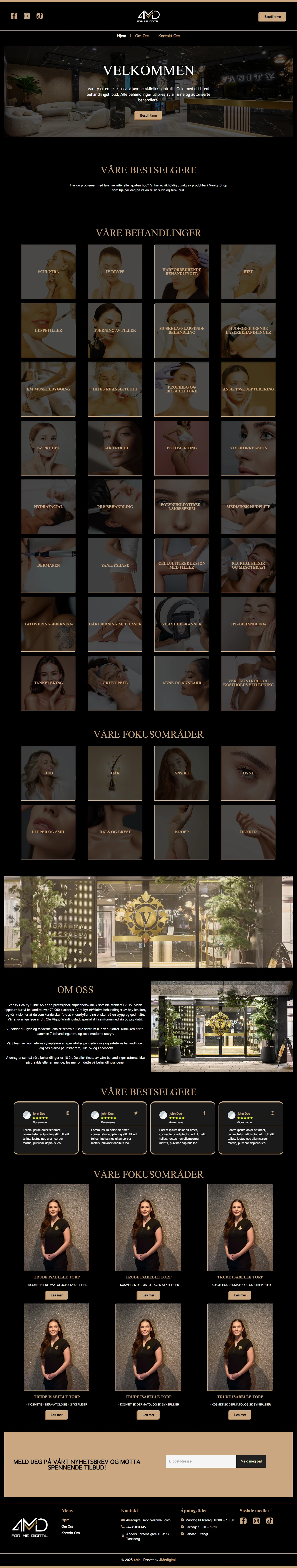 Long screenshot of a skin care website
